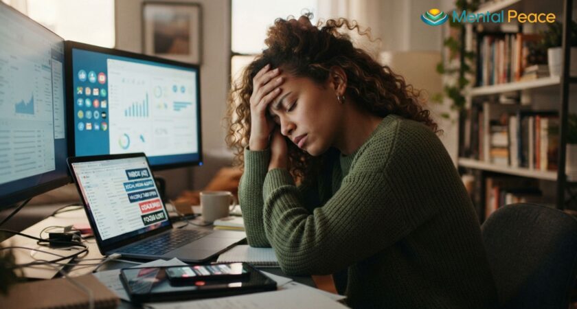 Digital overload and screen distractions affecting focus and concentration.